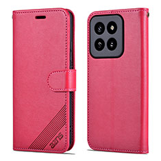 Funda de Cuero Cartera con Soporte Carcasa YZ4 para Xiaomi Mi 14 5G Rosa Roja