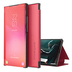 Funda de Cuero Cartera con Soporte Carcasa ZL1 para Samsung Galaxy S23 Ultra 5G Rojo