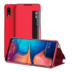 Funda de Cuero Cartera con Soporte Carcasa ZL2 para Samsung Galaxy A20e Rojo