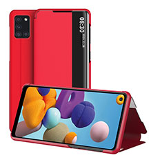 Funda de Cuero Cartera con Soporte Carcasa ZL2 para Samsung Galaxy A21s Rojo
