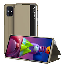 Funda de Cuero Cartera con Soporte Carcasa ZL2 para Samsung Galaxy M51 Oro