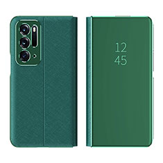 Funda de Cuero Cartera con Soporte Espejo Carcasa L01 para Oppo Find N 5G Verde