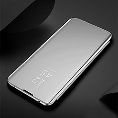 Funda de Cuero Cartera con Soporte Espejo Carcasa L01 para Oppo Reno6 Pro+ Plus 5G Plata