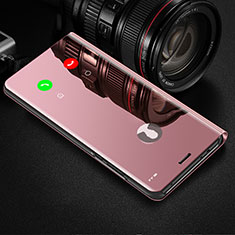 Funda de Cuero Cartera con Soporte Espejo Carcasa L01 para Xiaomi Redmi 9 Oro Rosa