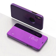 Funda de Cuero Cartera con Soporte Espejo Carcasa L02 para Apple iPhone Xs Max Morado