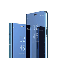 Funda de Cuero Cartera con Soporte Espejo Carcasa L02 para Huawei Enjoy 10e Azul