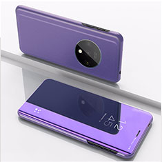 Funda de Cuero Cartera con Soporte Espejo Carcasa L02 para OnePlus 7T Morado