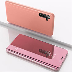 Funda de Cuero Cartera con Soporte Espejo Carcasa L02 para Samsung Galaxy Note 10 5G Oro Rosa