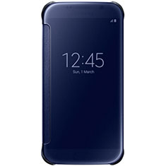 Funda de Cuero Cartera con Soporte Espejo Carcasa L02 para Samsung Galaxy S7 Edge G935F Azul