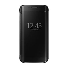 Funda de Cuero Cartera con Soporte Espejo Carcasa L02 para Samsung Galaxy S7 Edge G935F Negro