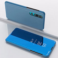 Funda de Cuero Cartera con Soporte Espejo Carcasa L04 para Xiaomi Mi 10 Azul