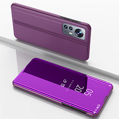 Funda de Cuero Cartera con Soporte Espejo Carcasa L04 para Xiaomi Mi 12 5G Morado