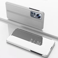 Funda de Cuero Cartera con Soporte Espejo Carcasa L04 para Xiaomi Mi 12S Pro 5G Plata