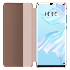 Funda de Cuero Cartera con Soporte Espejo Carcasa L05 para Huawei P30 Oro Rosa