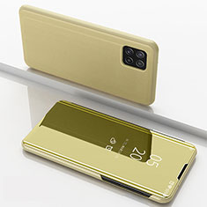Funda de Cuero Cartera con Soporte Espejo Carcasa L05 para Samsung Galaxy F42 5G Oro