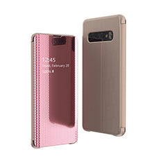 Funda de Cuero Cartera con Soporte Espejo Carcasa L05 para Samsung Galaxy S10 Oro Rosa