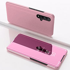 Funda de Cuero Cartera con Soporte Espejo Carcasa M01 para Huawei Nova 5T Rosa