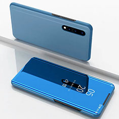 Funda de Cuero Cartera con Soporte Espejo Carcasa M01 para Samsung Galaxy A70 Azul