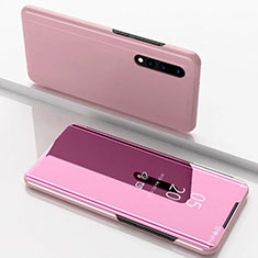 Funda de Cuero Cartera con Soporte Espejo Carcasa M01 para Samsung Galaxy A90 5G Oro Rosa