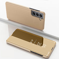 Funda de Cuero Cartera con Soporte Espejo Carcasa M01 para Samsung Galaxy S21 Plus 5G Oro