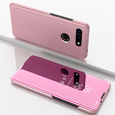 Funda de Cuero Cartera con Soporte Espejo Carcasa M03 para Huawei Honor View 20 Oro Rosa