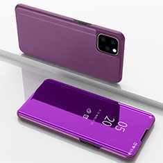 Funda de Cuero Cartera con Soporte Espejo Carcasa para Apple iPhone 11 Pro Max Morado