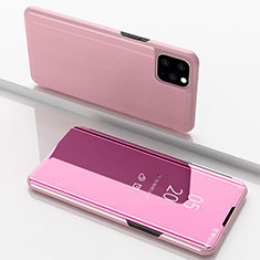 Funda de Cuero Cartera con Soporte Espejo Carcasa para Apple iPhone 11 Pro Max Oro Rosa