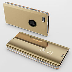 Funda de Cuero Cartera con Soporte Espejo Carcasa para Apple iPhone 6 Plus Oro