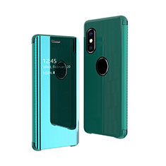 Funda de Cuero Cartera con Soporte Espejo Carcasa para Apple iPhone Xs Verde