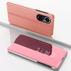 Funda de Cuero Cartera con Soporte Espejo Carcasa para Huawei Honor 50 5G Oro Rosa