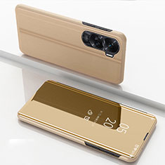 Funda de Cuero Cartera con Soporte Espejo Carcasa para Huawei Honor 90 Lite 5G Oro