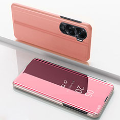 Funda de Cuero Cartera con Soporte Espejo Carcasa para Huawei Honor 90 Lite 5G Oro Rosa