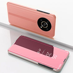 Funda de Cuero Cartera con Soporte Espejo Carcasa para Huawei Honor Magic4 Lite 5G Oro Rosa