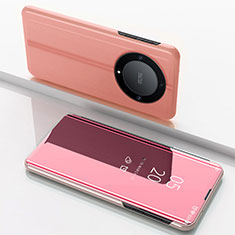 Funda de Cuero Cartera con Soporte Espejo Carcasa para Huawei Honor Magic6 Lite 5G Oro Rosa