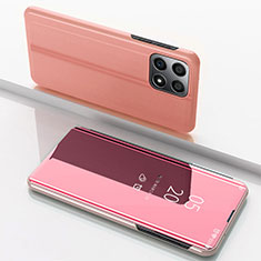 Funda de Cuero Cartera con Soporte Espejo Carcasa para Huawei Honor X6 5G Oro Rosa