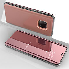 Funda de Cuero Cartera con Soporte Espejo Carcasa para Huawei Mate 20 Pro Oro Rosa