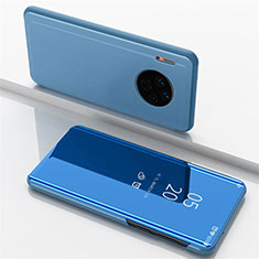 Funda de Cuero Cartera con Soporte Espejo Carcasa para Huawei Mate 30E Pro 5G Azul