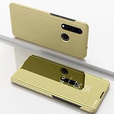 Funda de Cuero Cartera con Soporte Espejo Carcasa para Huawei P30 Lite New Edition Oro