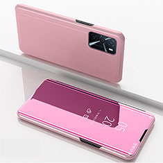 Funda de Cuero Cartera con Soporte Espejo Carcasa para Oppo A16s Oro Rosa