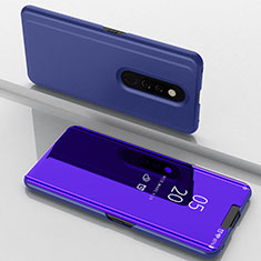 Funda de Cuero Cartera con Soporte Espejo Carcasa para Oppo A9 Azul