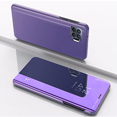 Funda de Cuero Cartera con Soporte Espejo Carcasa para Oppo Reno4 Lite Morado