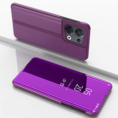 Funda de Cuero Cartera con Soporte Espejo Carcasa para Oppo Reno8 5G Morado