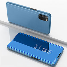 Funda de Cuero Cartera con Soporte Espejo Carcasa para Samsung Galaxy A03s Azul