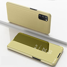 Funda de Cuero Cartera con Soporte Espejo Carcasa para Samsung Galaxy A03s Oro