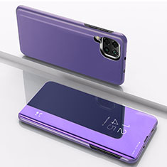 Funda de Cuero Cartera con Soporte Espejo Carcasa para Samsung Galaxy A12 Nacho Morado