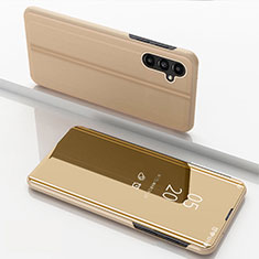 Funda de Cuero Cartera con Soporte Espejo Carcasa para Samsung Galaxy A14 5G Oro