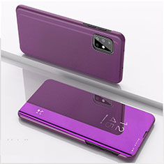 Funda de Cuero Cartera con Soporte Espejo Carcasa para Samsung Galaxy A71 4G A715 Morado