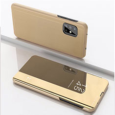 Funda de Cuero Cartera con Soporte Espejo Carcasa para Samsung Galaxy A71 4G A715 Oro