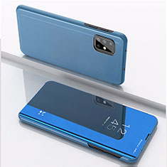 Funda de Cuero Cartera con Soporte Espejo Carcasa para Samsung Galaxy A71 5G Azul