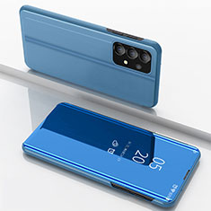 Funda de Cuero Cartera con Soporte Espejo Carcasa para Samsung Galaxy A73 5G Azul